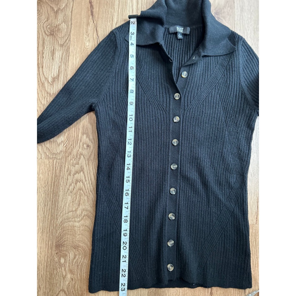 PAIGE Jayde Collared Buttondown Cardigan Ribbed Knit Small Cuff Detail - Picture 9 of 9